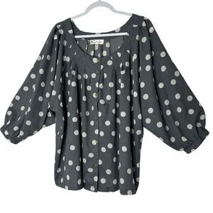 Au Lieu Blouse Top Women size 3X Plus 3/4 Sleeve Relaxed Lightweight Grandmacore